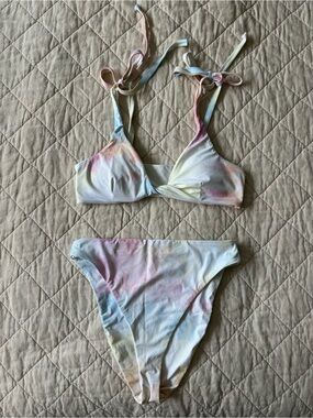 Dippin’ Daisy Pastel Tie-Dye Bikini Set with Adjustable Straps
